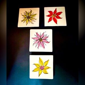 STARBUCKS Coffee Ceramic
Square Flower Coasters 2006 Set of 4